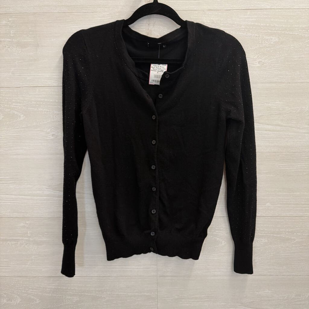 Black Shimmer Long Sleeve Cardigan Sweater Small