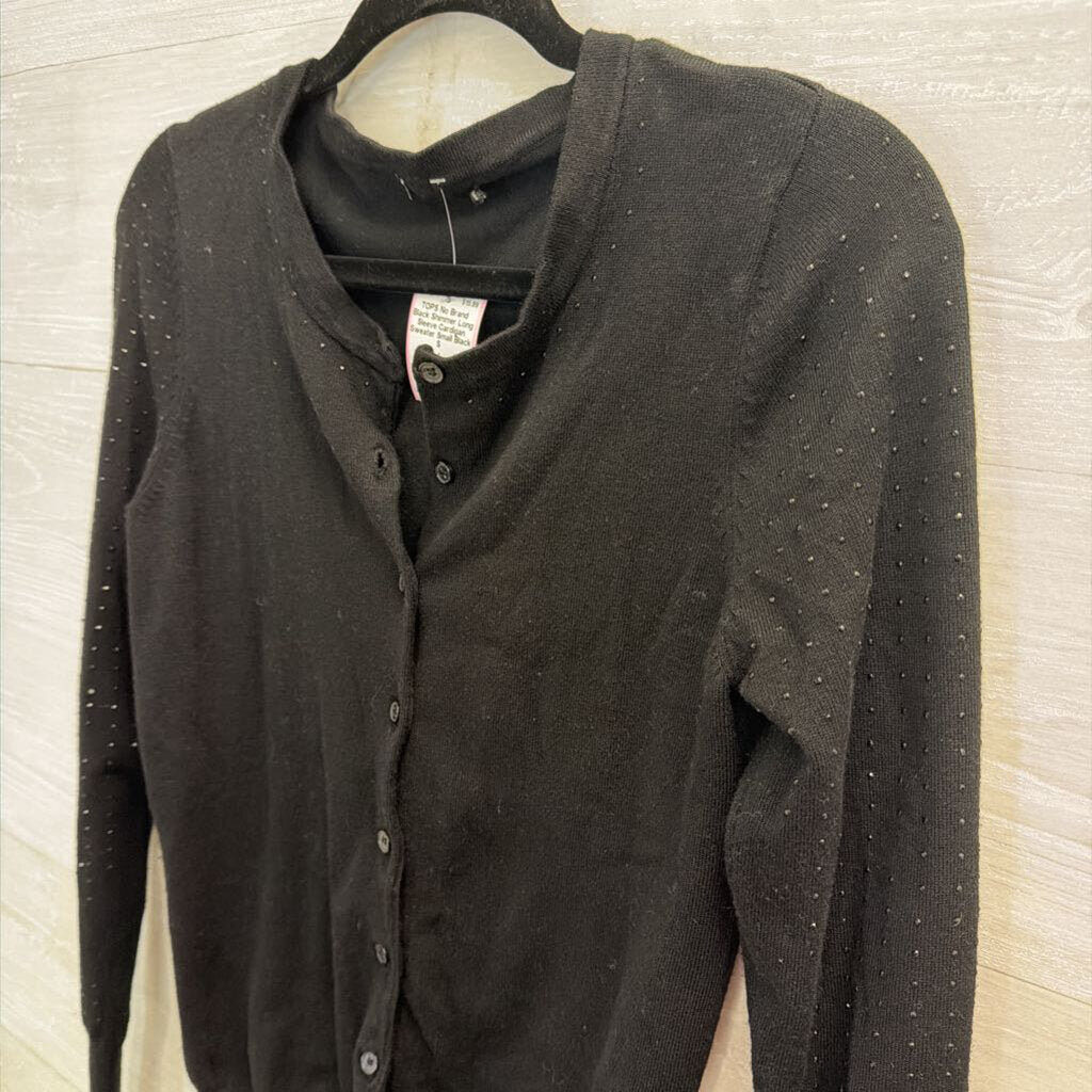 Black Shimmer Long Sleeve Cardigan Sweater Small