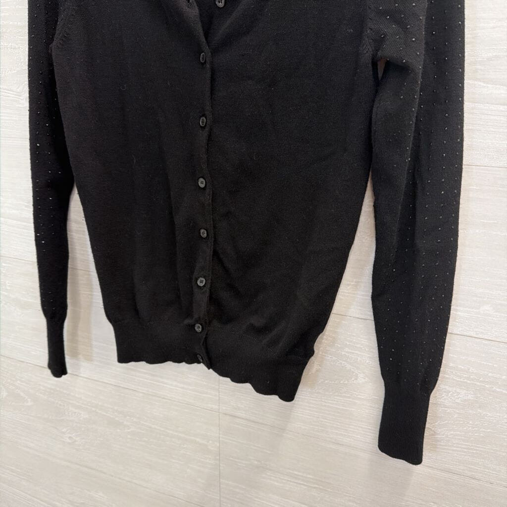 Black Shimmer Long Sleeve Cardigan Sweater Small