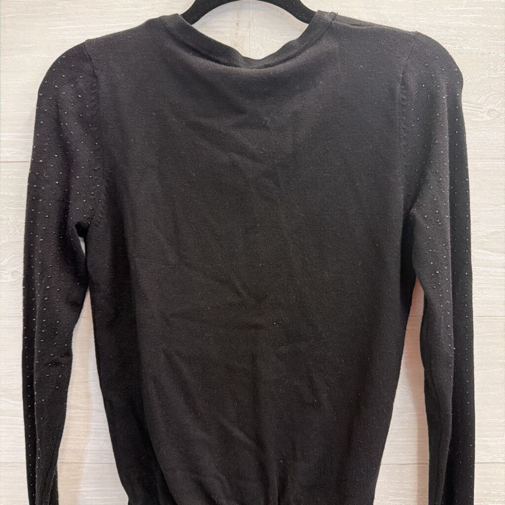 Black Shimmer Long Sleeve Cardigan Sweater Small
