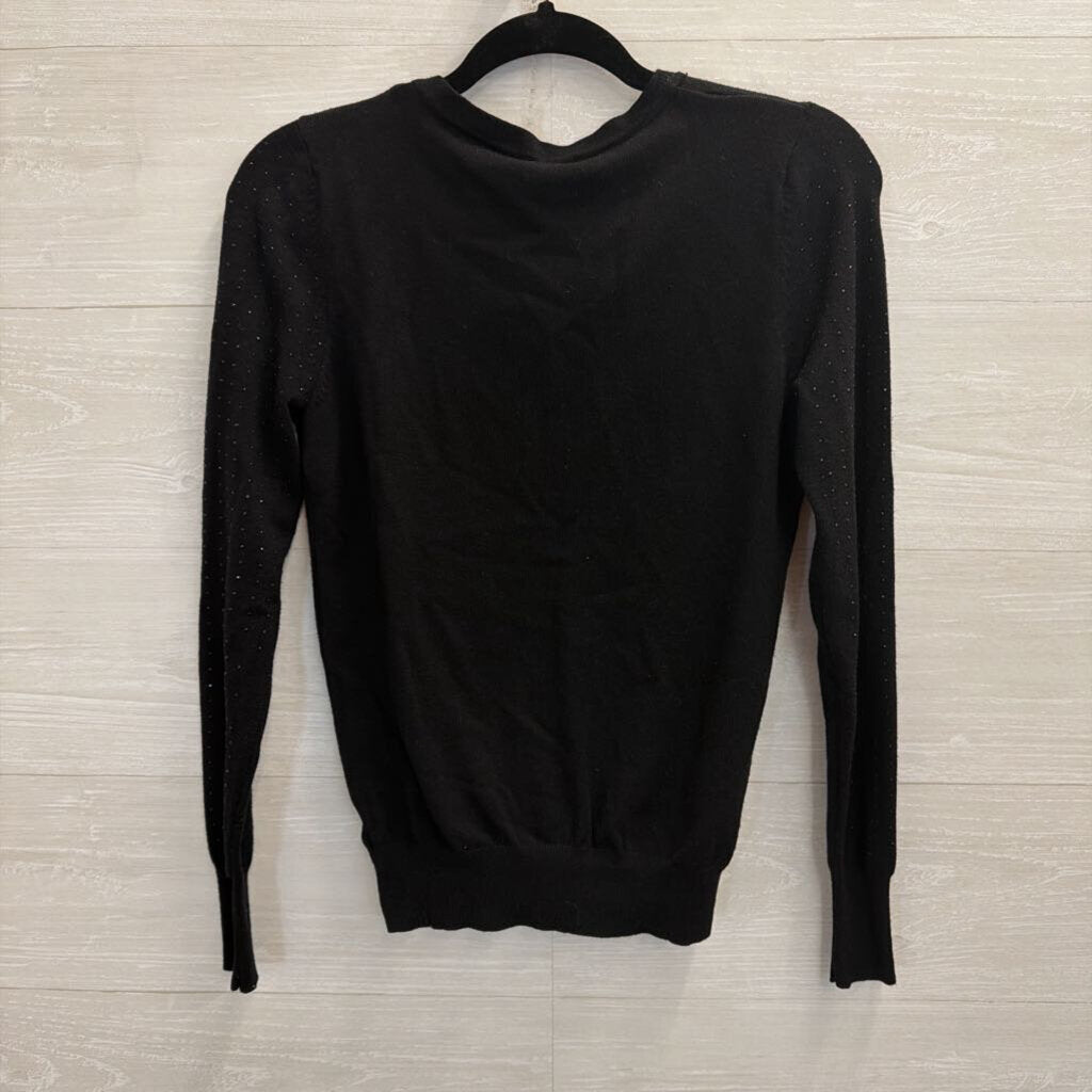 Black Shimmer Long Sleeve Cardigan Sweater Small