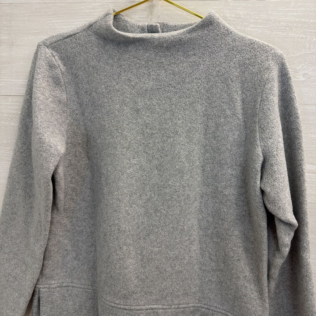 Soft Grey Long Sleeve Mock Neck Sweater Top Medium