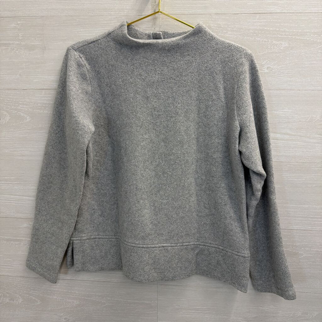 Soft Grey Long Sleeve Mock Neck Sweater Top Medium