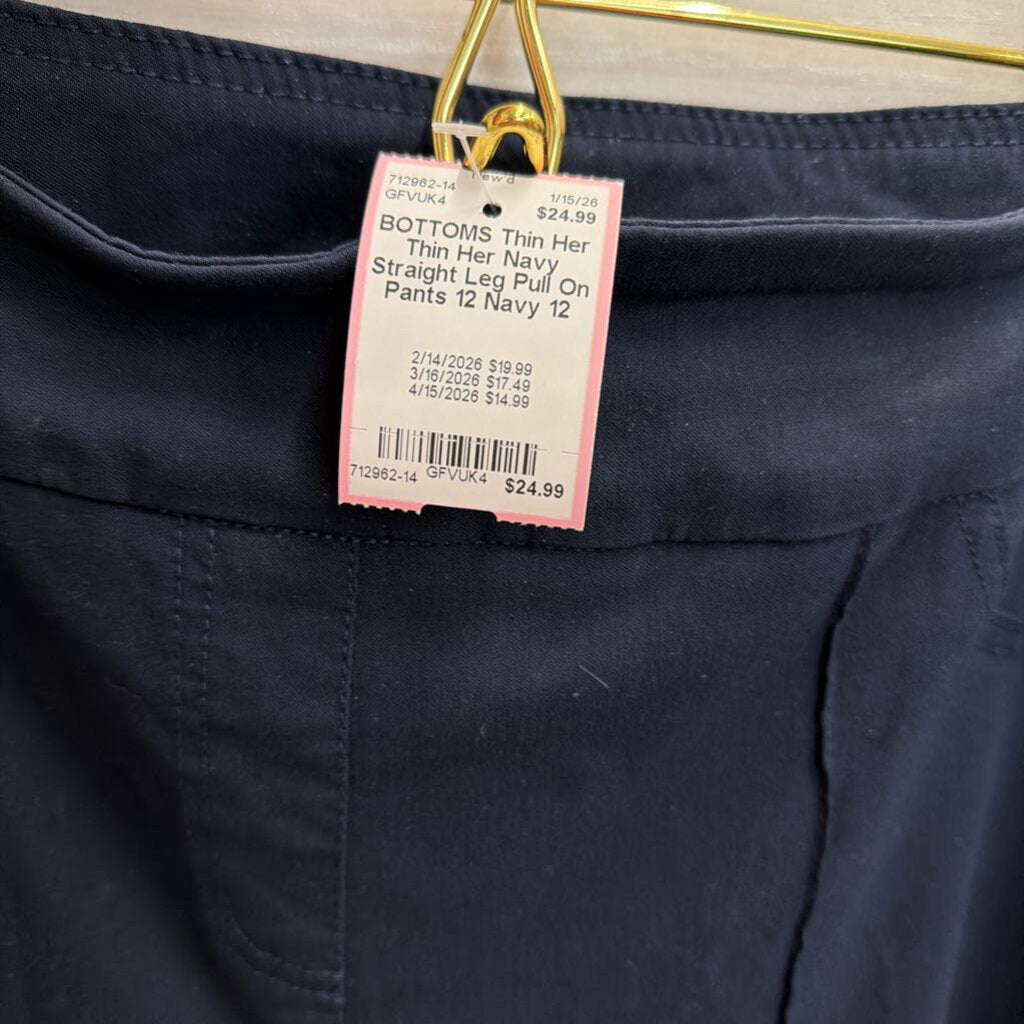 Thin Her Navy Straight Leg Pull On Pants 12
