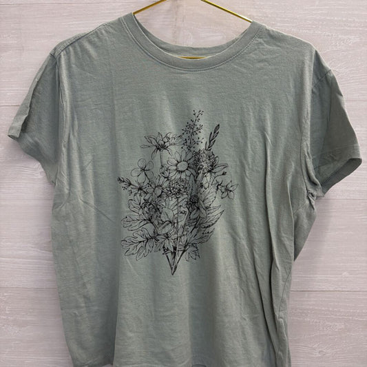 Doe Blue/ Black Floral Short Sleeve Graphic Tee Extra Large