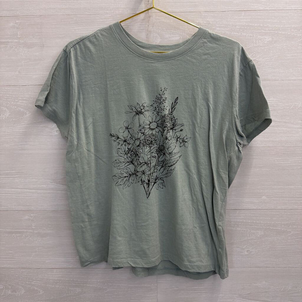 Doe Blue/ Black Floral Short Sleeve Graphic Tee Extra Large