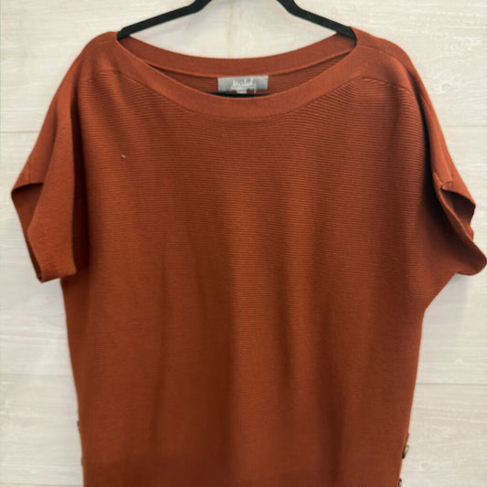 Marled Brown Ribbed Short Sleeve Boxy Top Extra Large