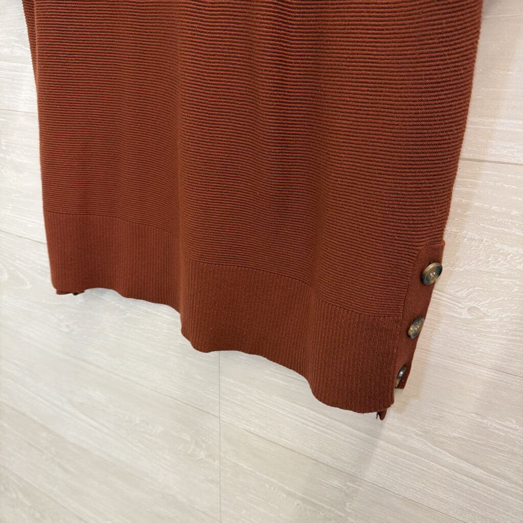 Marled Brown Ribbed Short Sleeve Boxy Top Extra Large