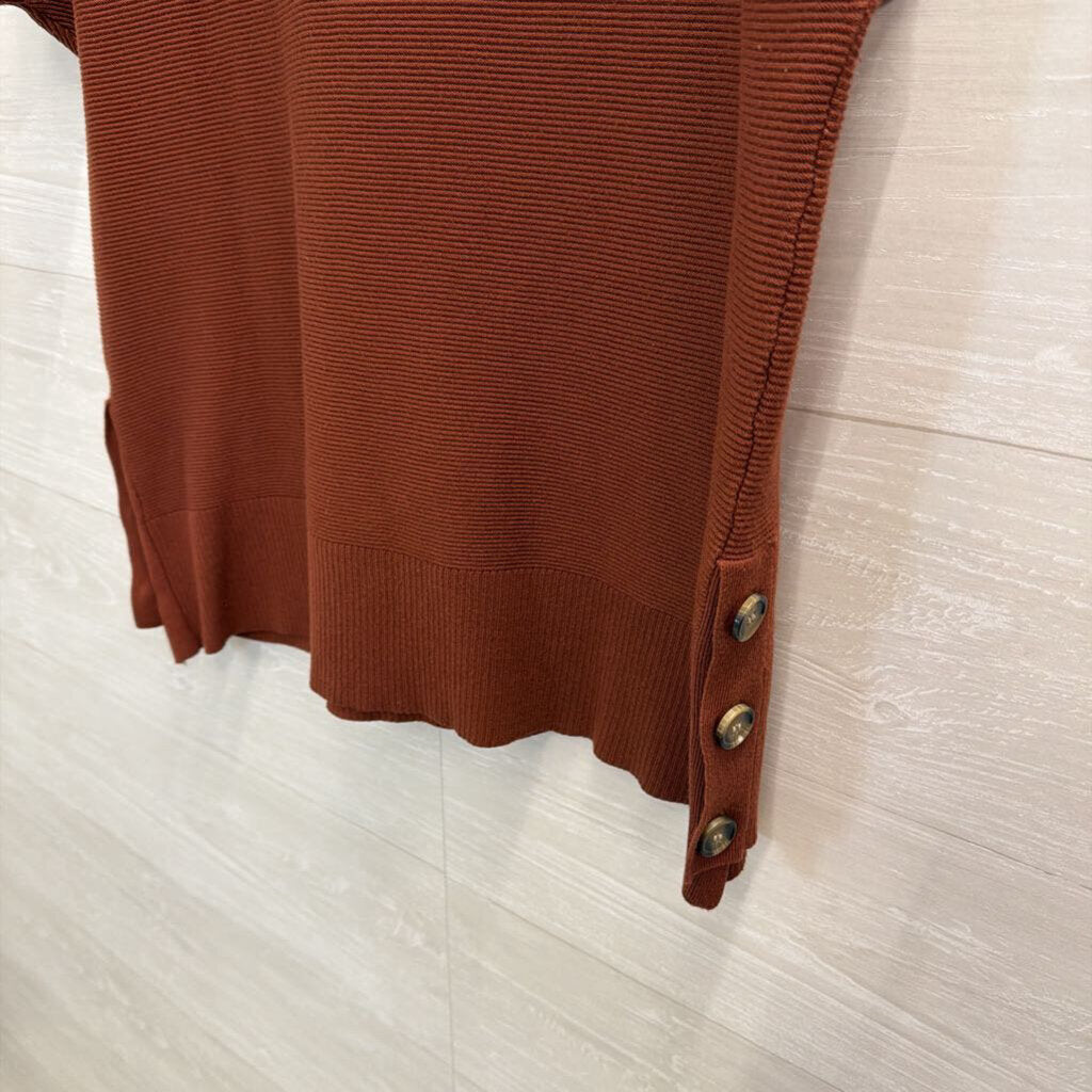 Marled Brown Ribbed Short Sleeve Boxy Top Extra Large