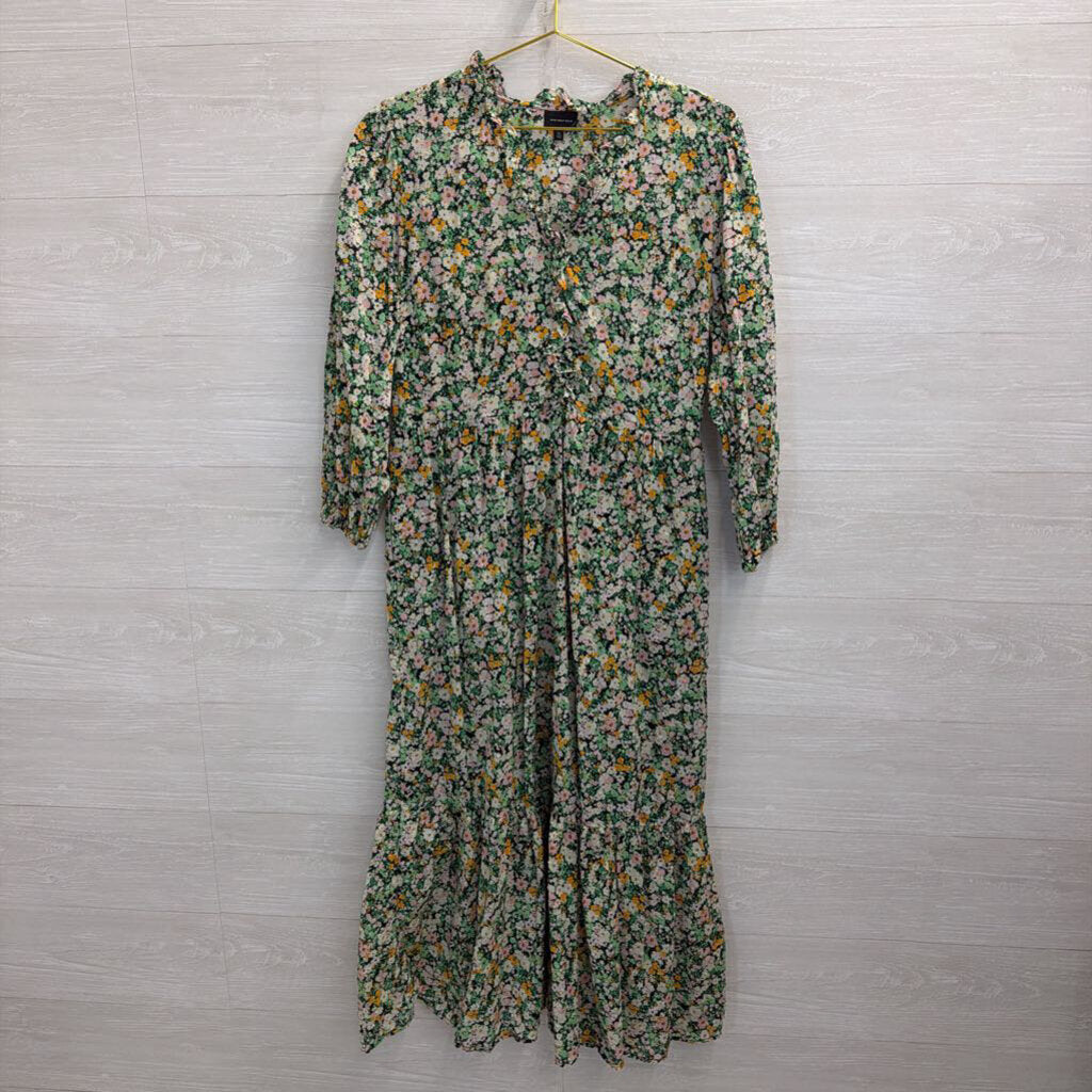 Who What Wear Green/ Multi Floral Print Long Sleeve Maxi Dress Extra Large