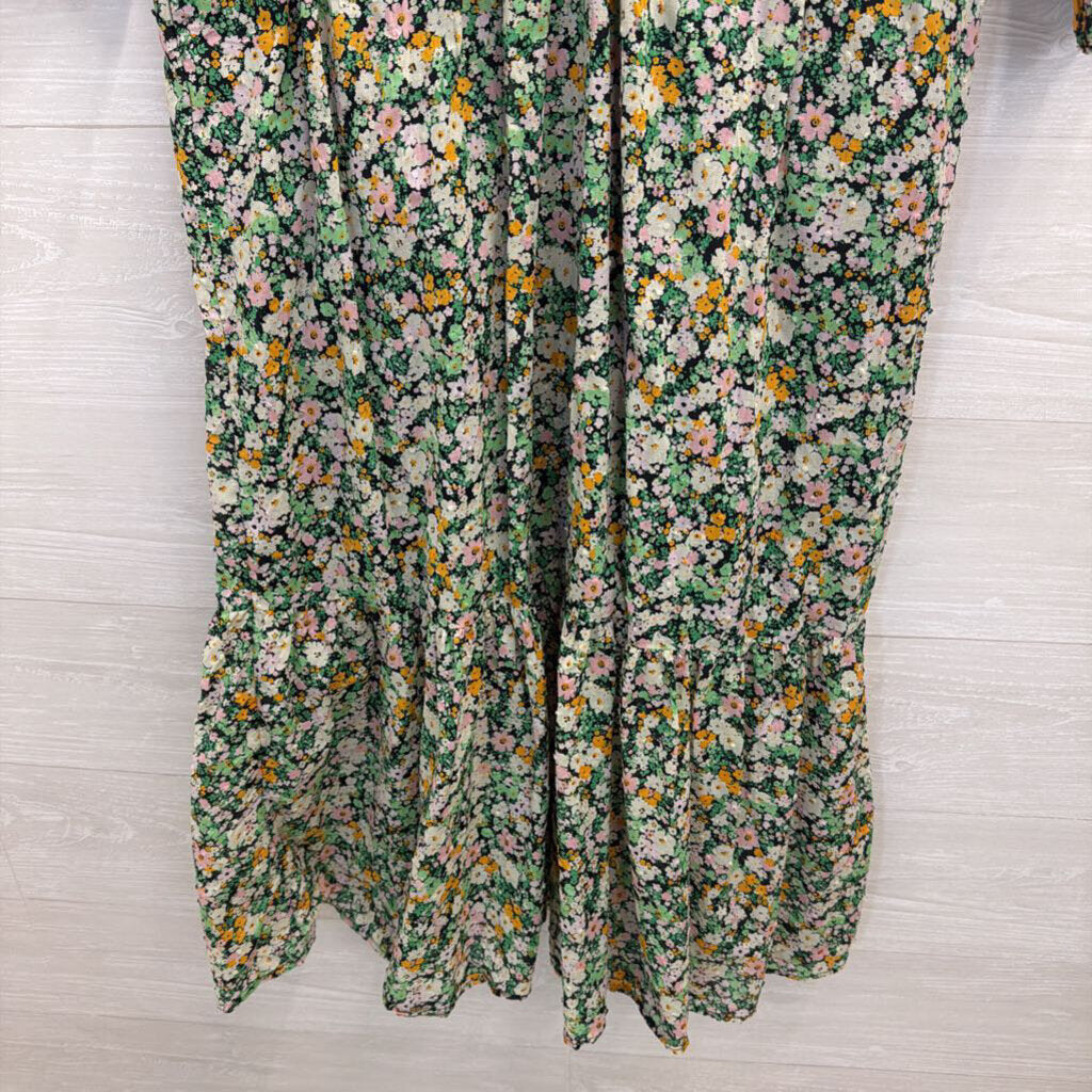 Who What Wear Green/ Multi Floral Print Long Sleeve Maxi Dress Extra Large