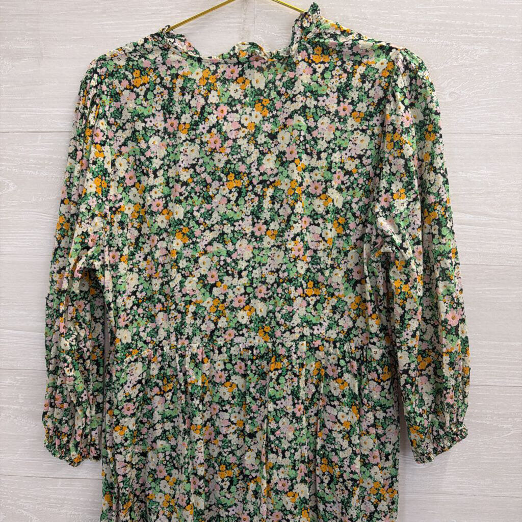Who What Wear Green/ Multi Floral Print Long Sleeve Maxi Dress Extra Large