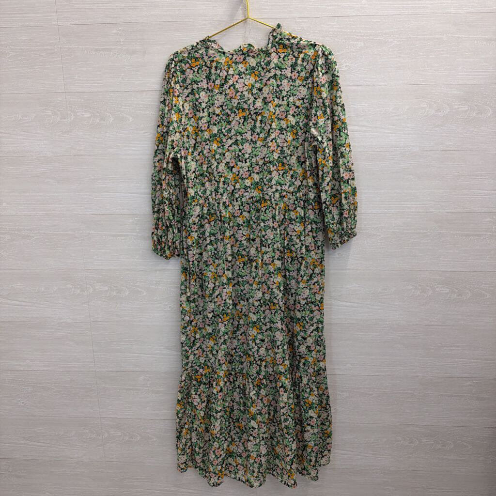 Who What Wear Green/ Multi Floral Print Long Sleeve Maxi Dress Extra Large