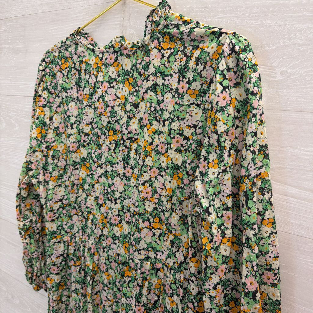 Who What Wear Green/ Multi Floral Print Long Sleeve Maxi Dress Extra Large