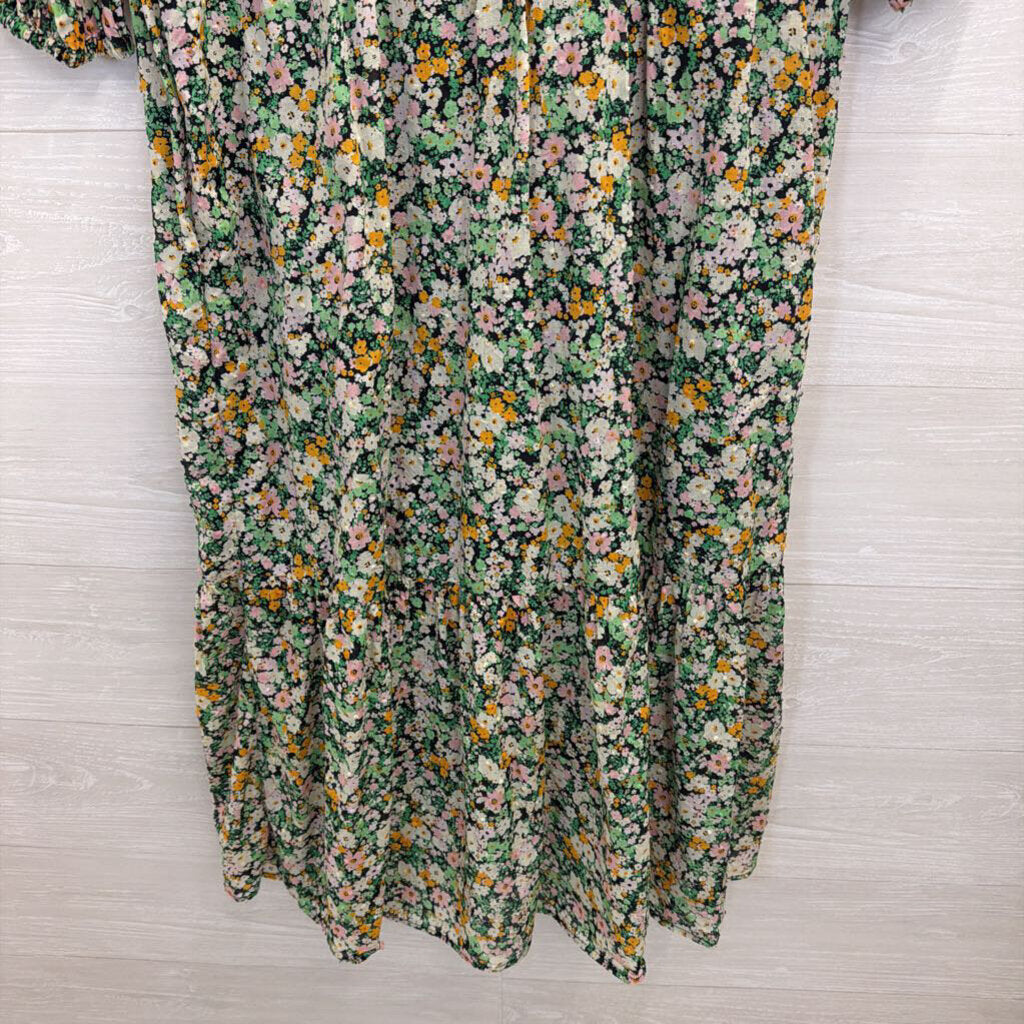 Who What Wear Green/ Multi Floral Print Long Sleeve Maxi Dress Extra Large