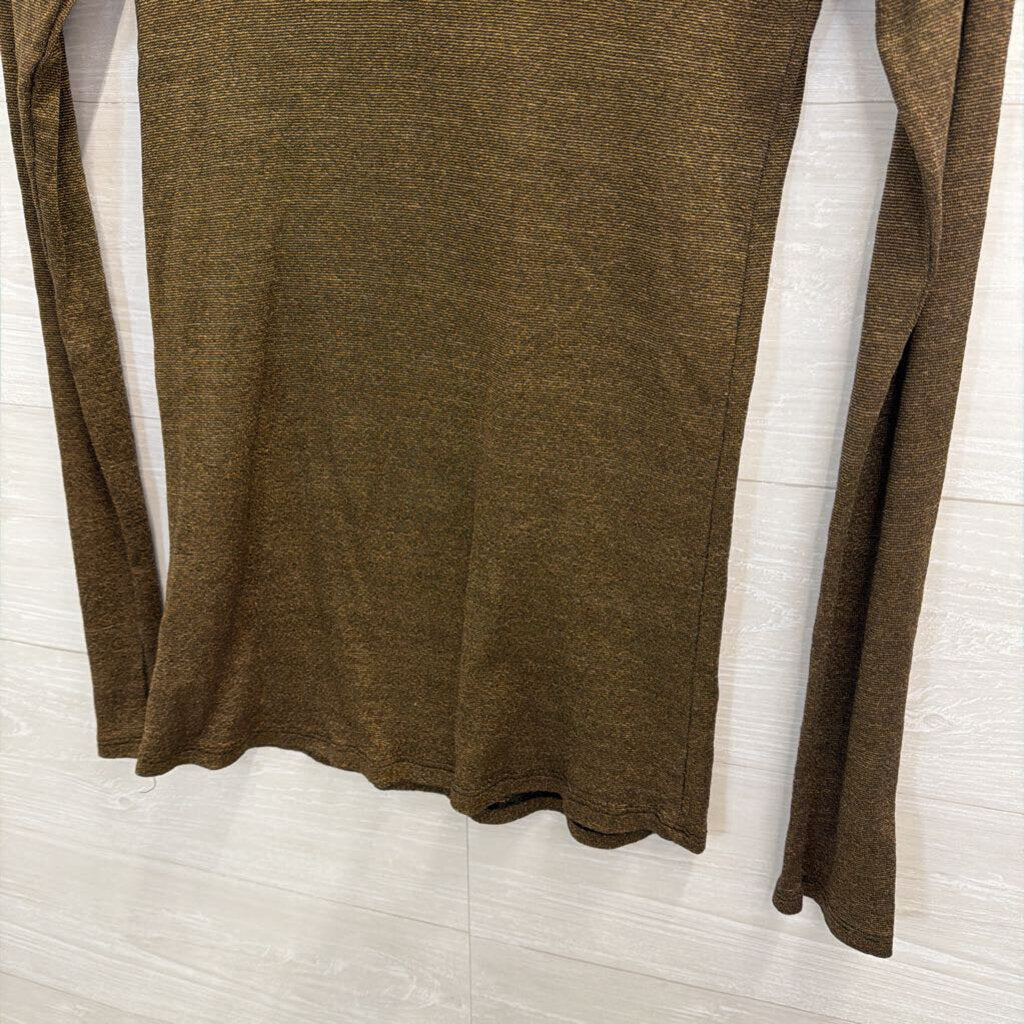 Michael Stars Brown Metallic Shimmer Long Sleeve Top One Size