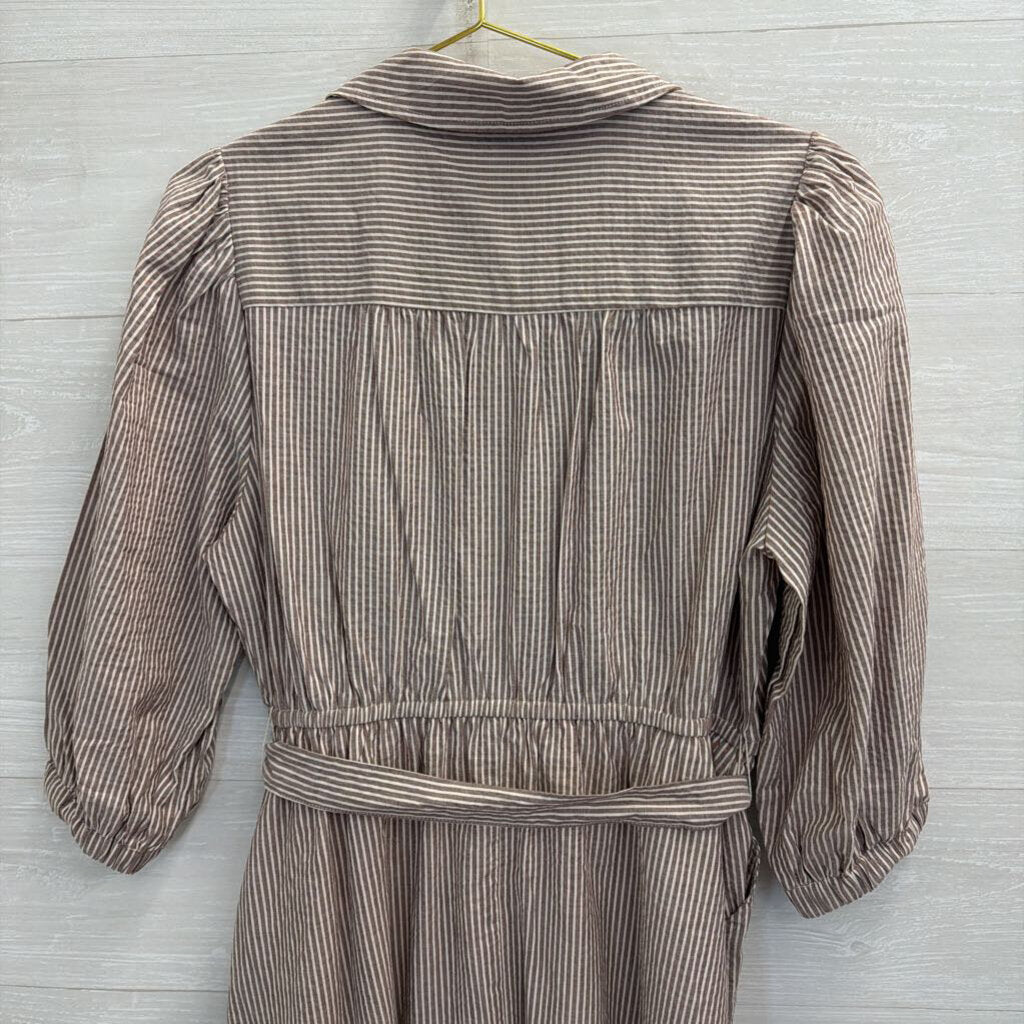 Torrid Brown/ White Striped Long Sleeve Tie Waist Dress 00