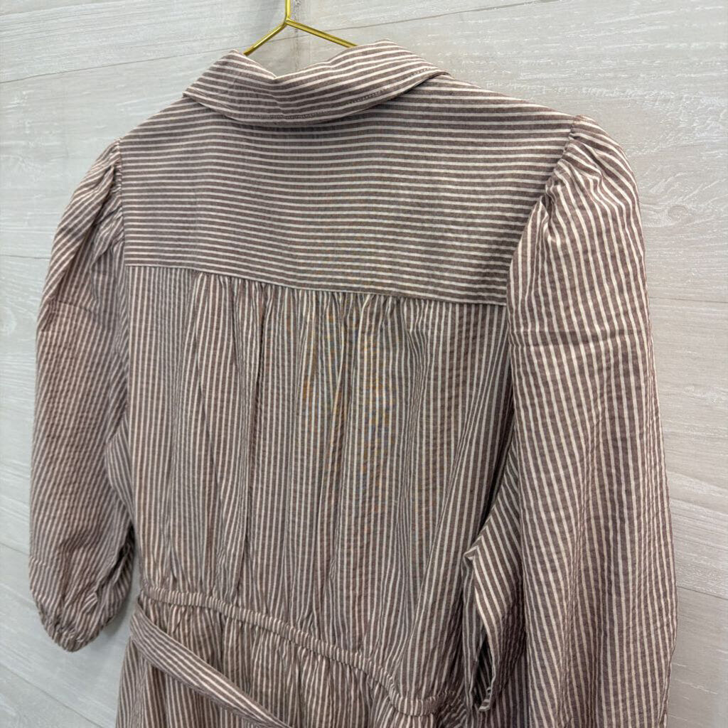 Torrid Brown/ White Striped Long Sleeve Tie Waist Dress 00