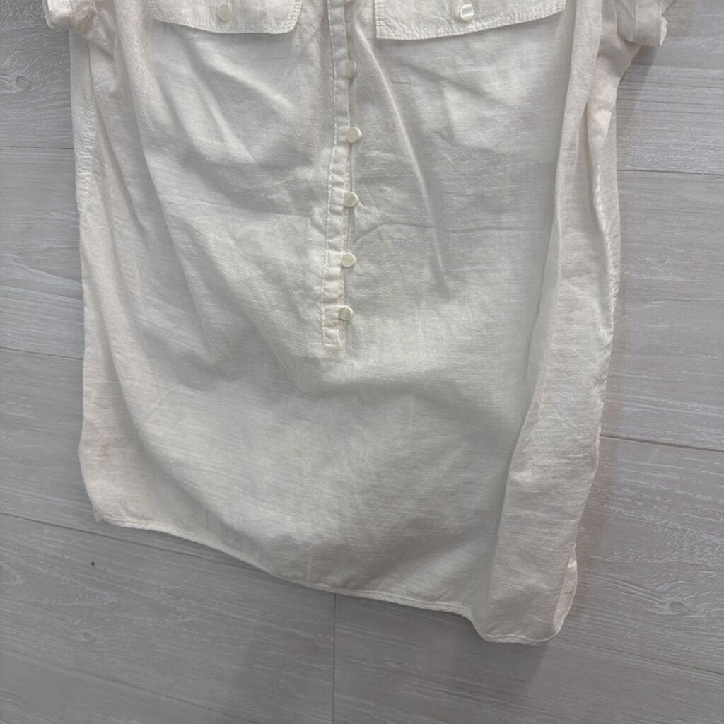 DKNY Jeans White Textured Short Sleeve Top Medium