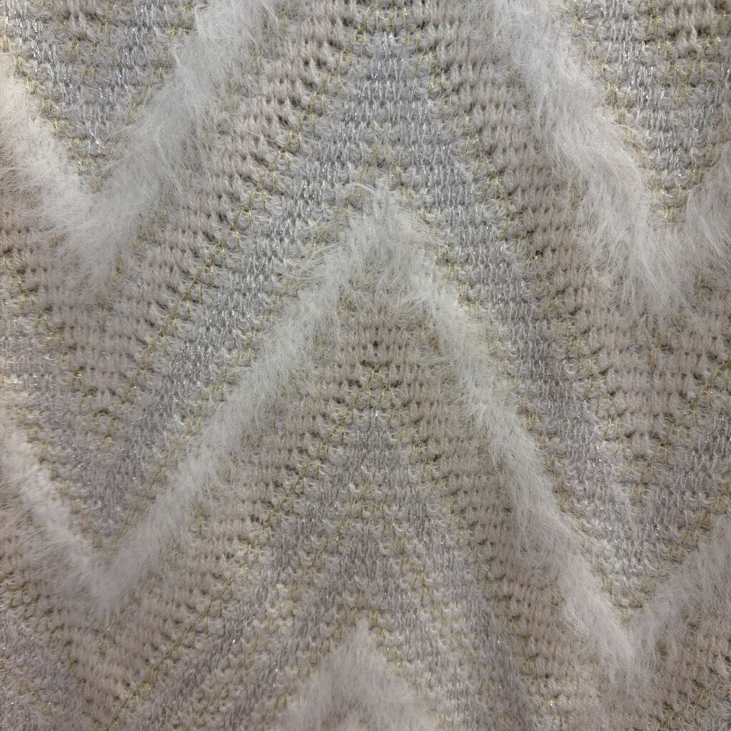 Vero Moda White/ Metallic Gold/ Silver Thread Cropped Sweater Small