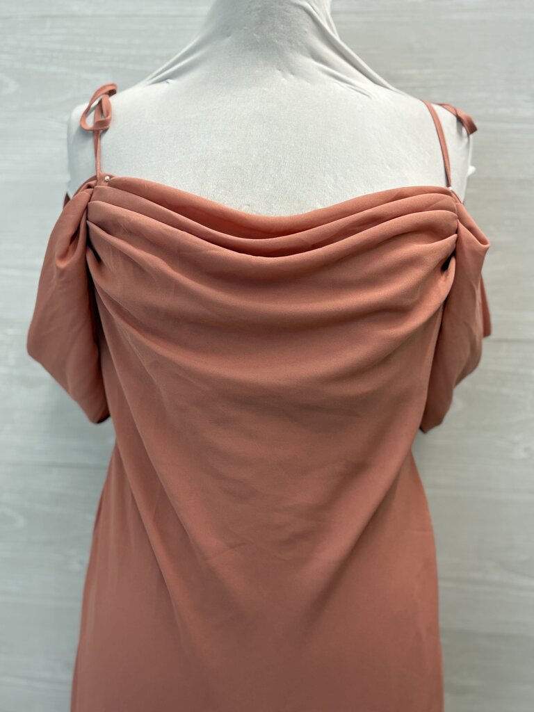Asos Salmon Off Shoulder Cowl Neck Long Formal Dress 10