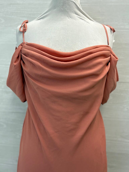 Asos Salmon Off Shoulder Cowl Neck Long Formal Dress 10