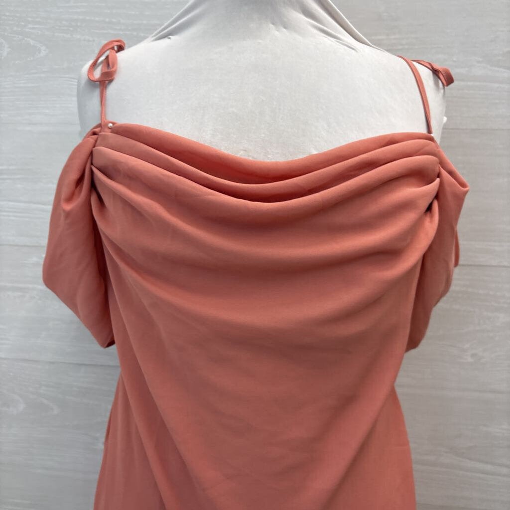 Asos Salmon Off Shoulder Cowl Neck Long Formal Dress 10