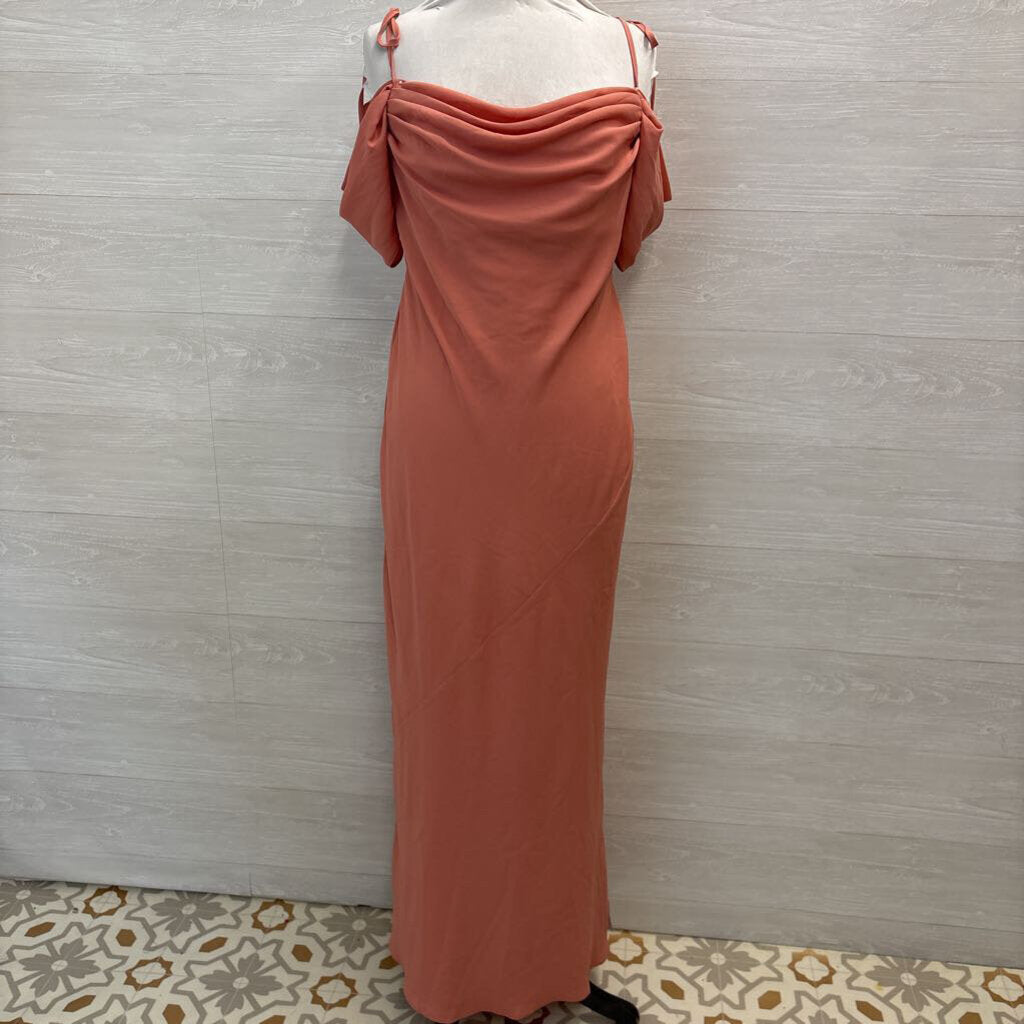 Asos Salmon Off Shoulder Cowl Neck Long Formal Dress 10