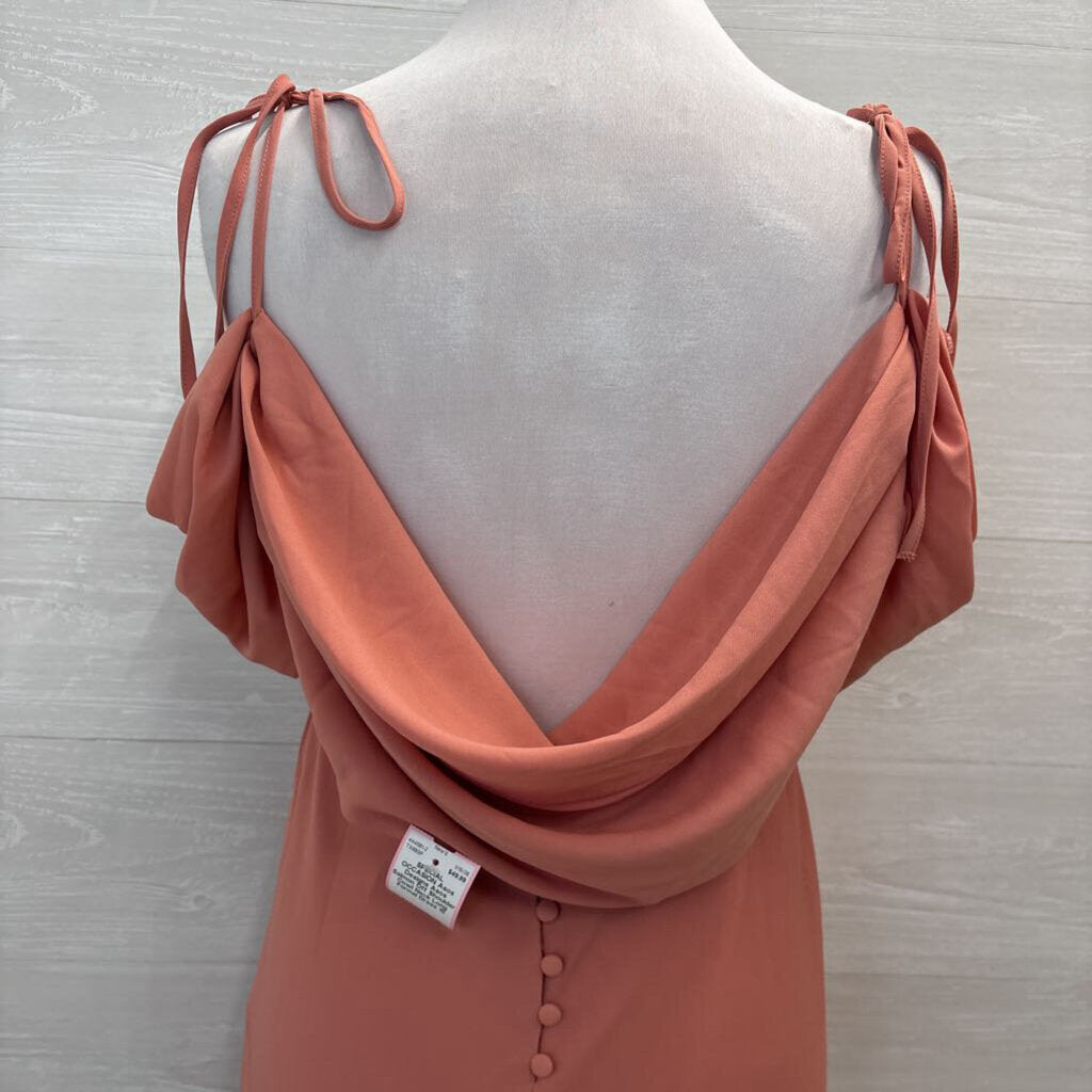 Asos Salmon Off Shoulder Cowl Neck Long Formal Dress 10