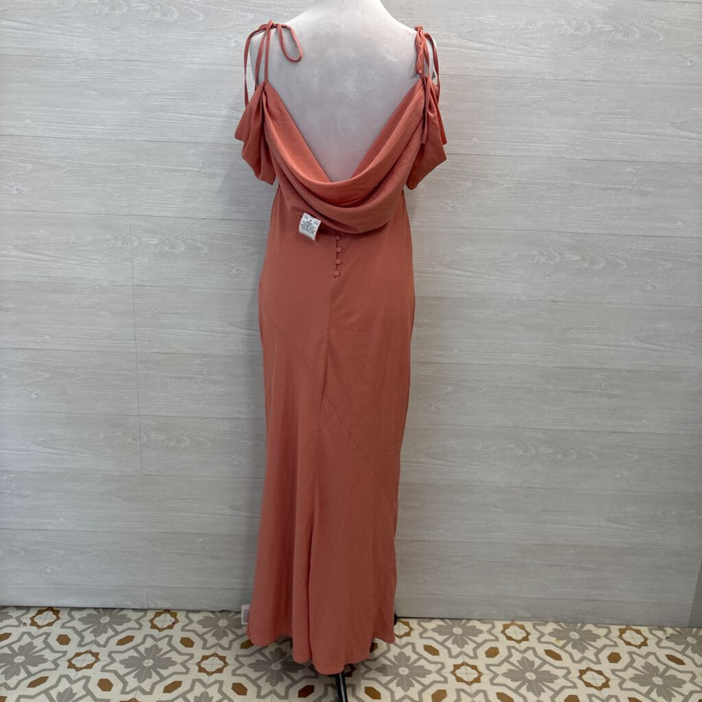Asos Salmon Off Shoulder Cowl Neck Long Formal Dress 10