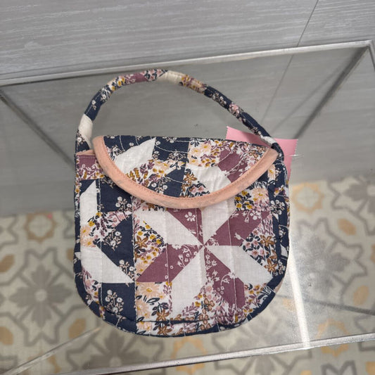White/ Pink/ Blue Quilted Print Mini Purse