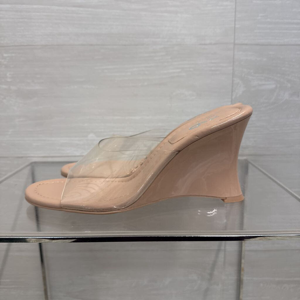 Mix No 6 Clear/ Beige Wedge Sandal Heels 8