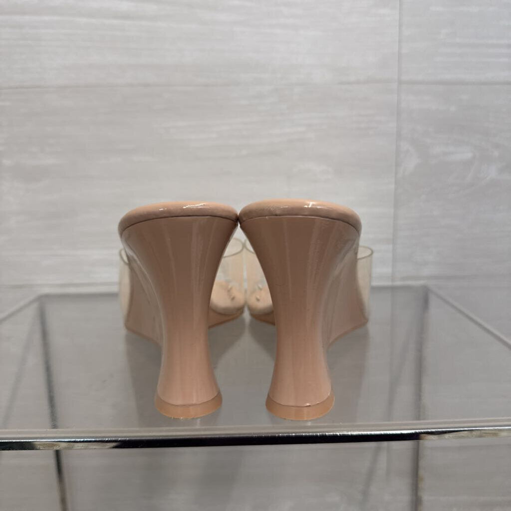 Mix No 6 Clear/ Beige Wedge Sandal Heels 8