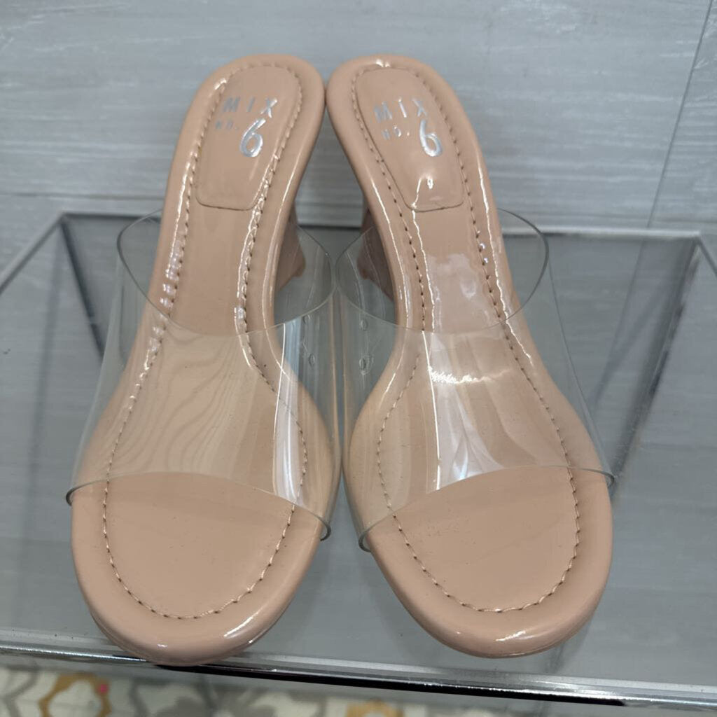 Mix No 6 Clear/ Beige Wedge Sandal Heels 8