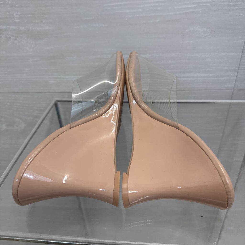 Mix No 6 Clear/ Beige Wedge Sandal Heels 8