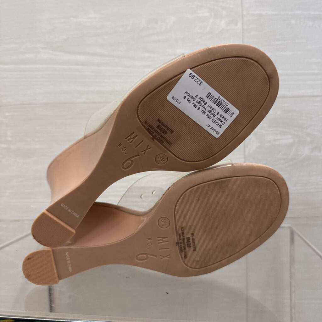 Mix No 6 Clear/ Beige Wedge Sandal Heels 8