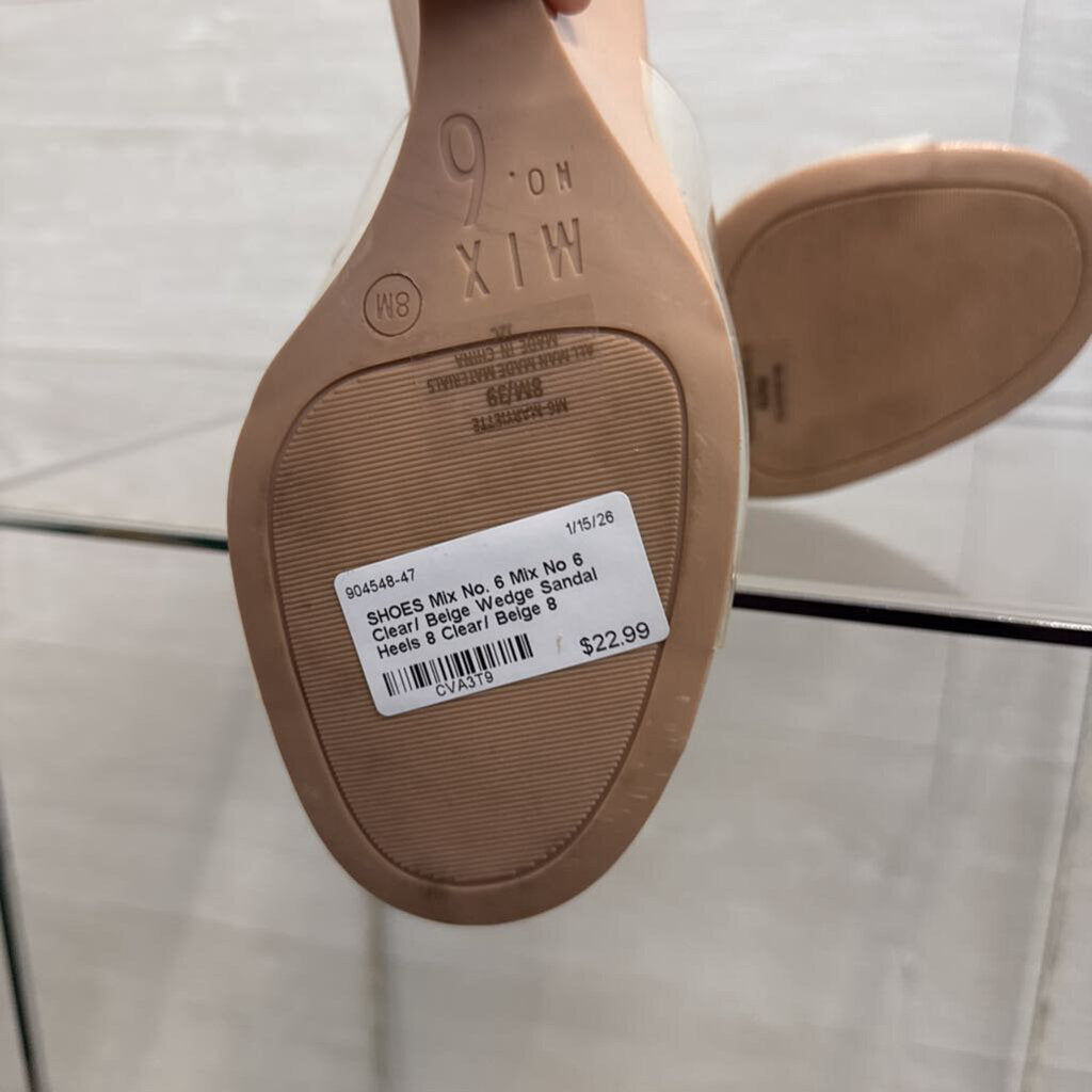 Mix No 6 Clear/ Beige Wedge Sandal Heels 8