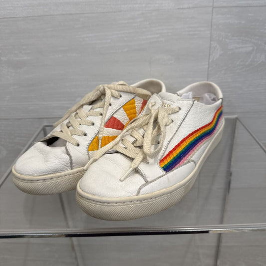 Soludos White/ Multi Rainbow Wave Embroidered Sneakers 9