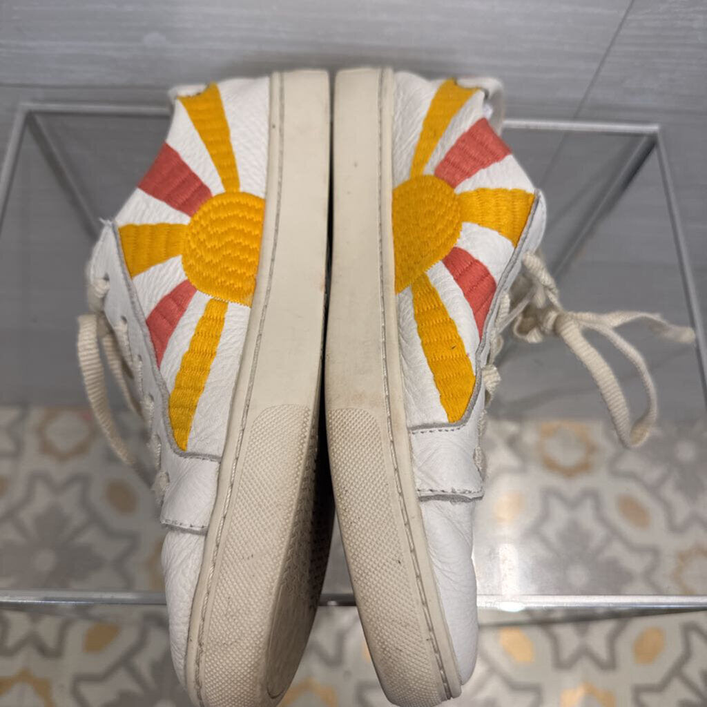 Soludos White/ Multi Rainbow Wave Embroidered Sneakers 9