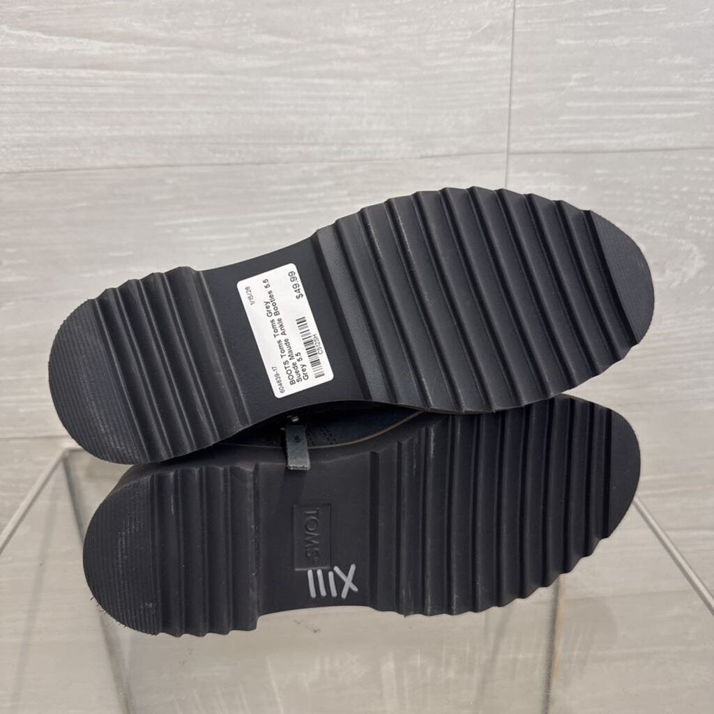 Toms Grey Suede Maude Ankle Booties 5.5