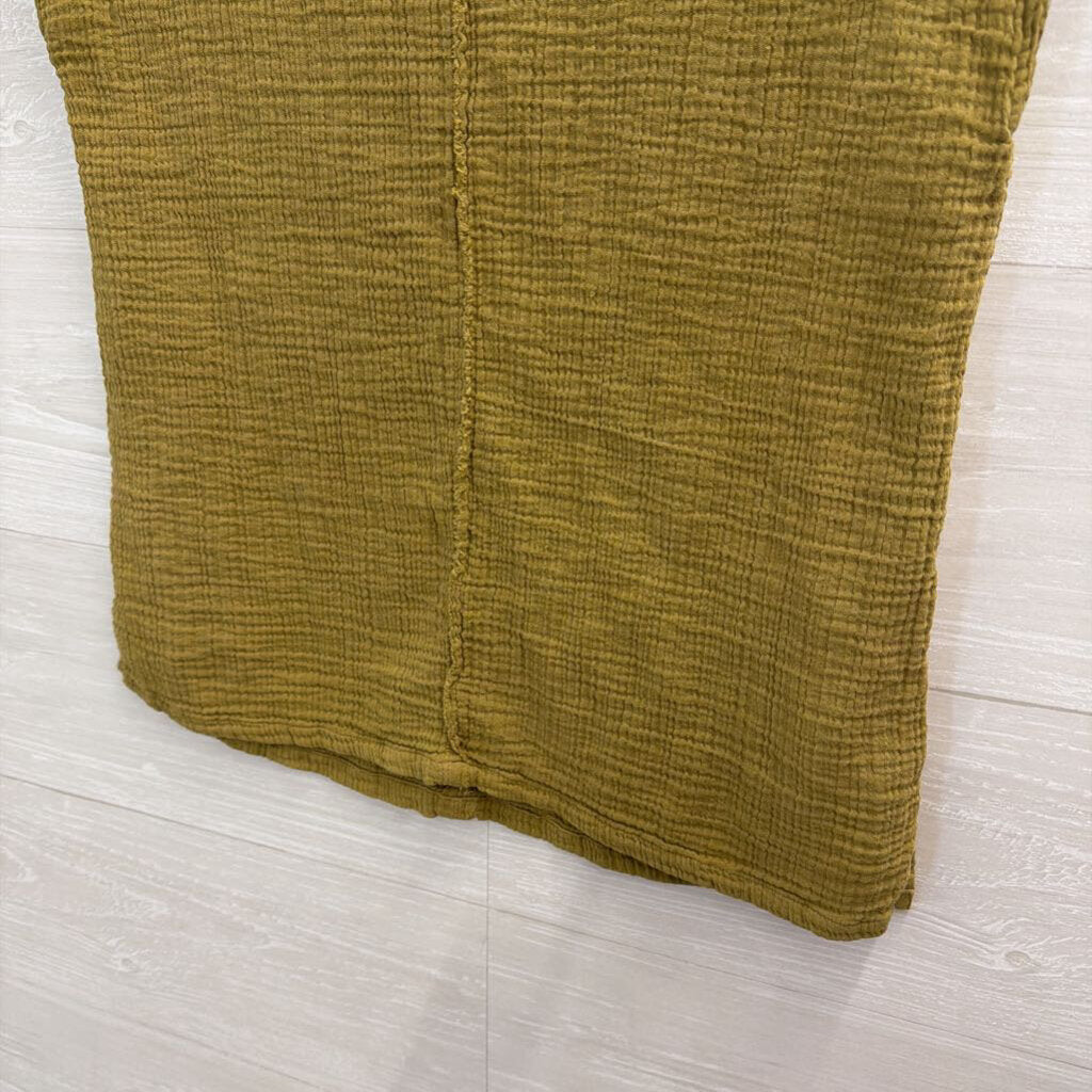 Olive Green Textured Short Sleeve Top Medium