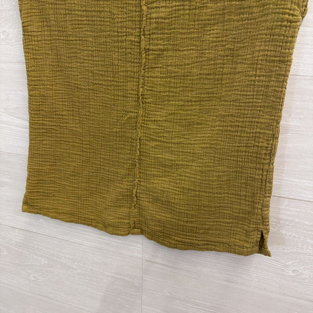 Olive Green Textured Short Sleeve Top Medium