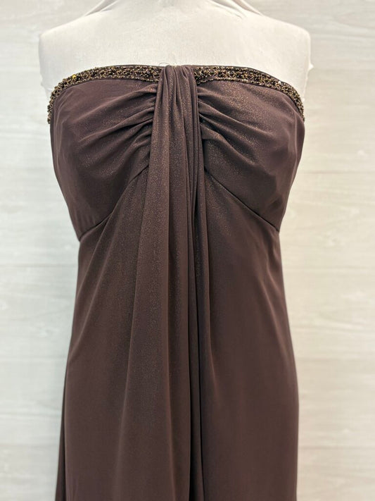 David's Bridal Brown Shimmer Strapless Long Formal Dress 24