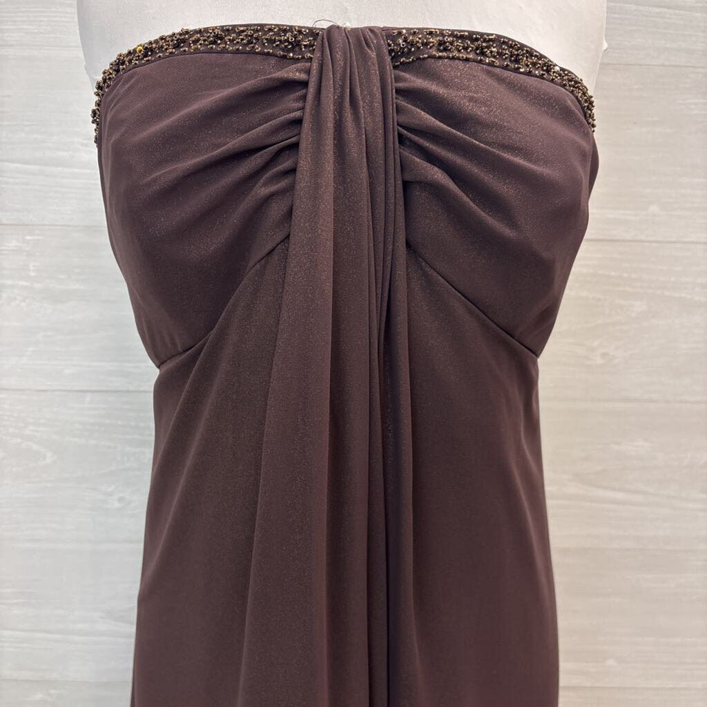 David's Bridal Brown Shimmer Strapless Long Formal Dress 24