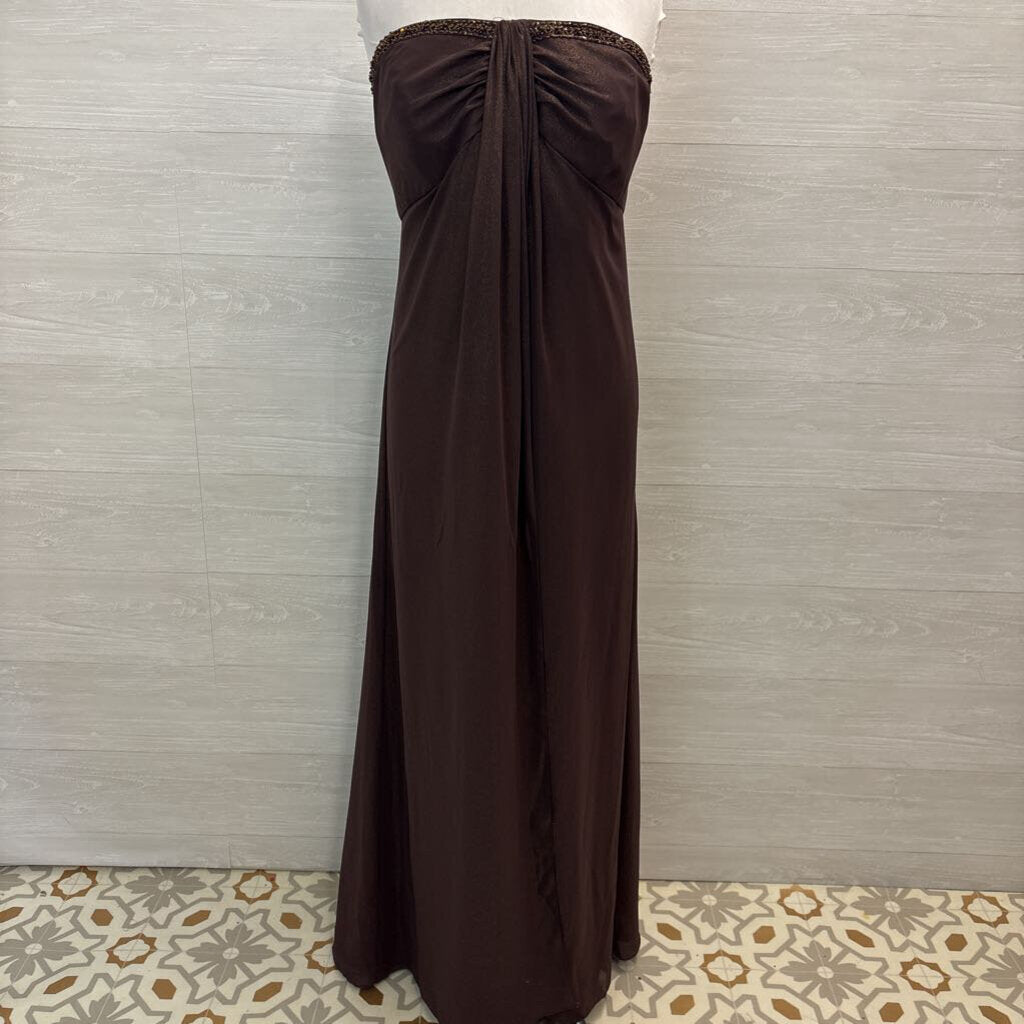 David's Bridal Brown Shimmer Strapless Long Formal Dress 24