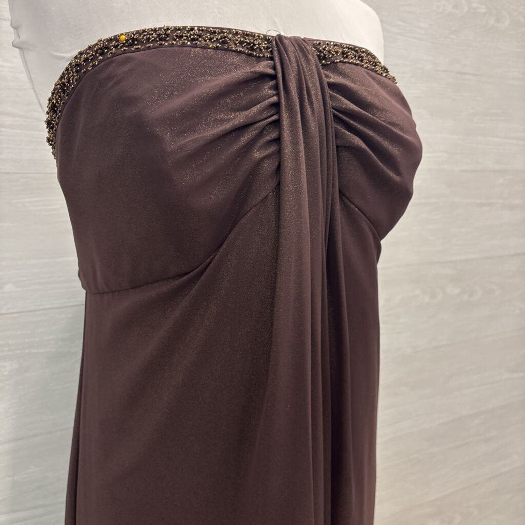 David's Bridal Brown Shimmer Strapless Long Formal Dress 24