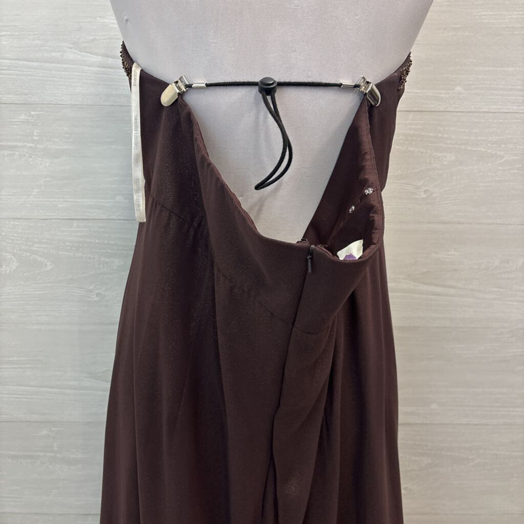 David's Bridal Brown Shimmer Strapless Long Formal Dress 24