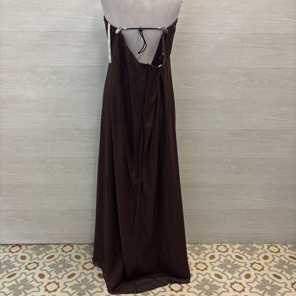 David's Bridal Brown Shimmer Strapless Long Formal Dress 24