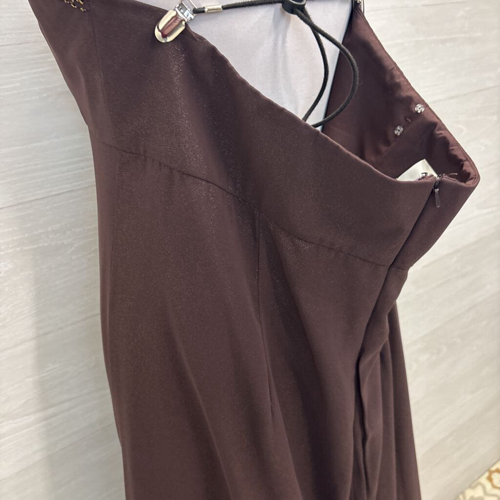 David's Bridal Brown Shimmer Strapless Long Formal Dress 24