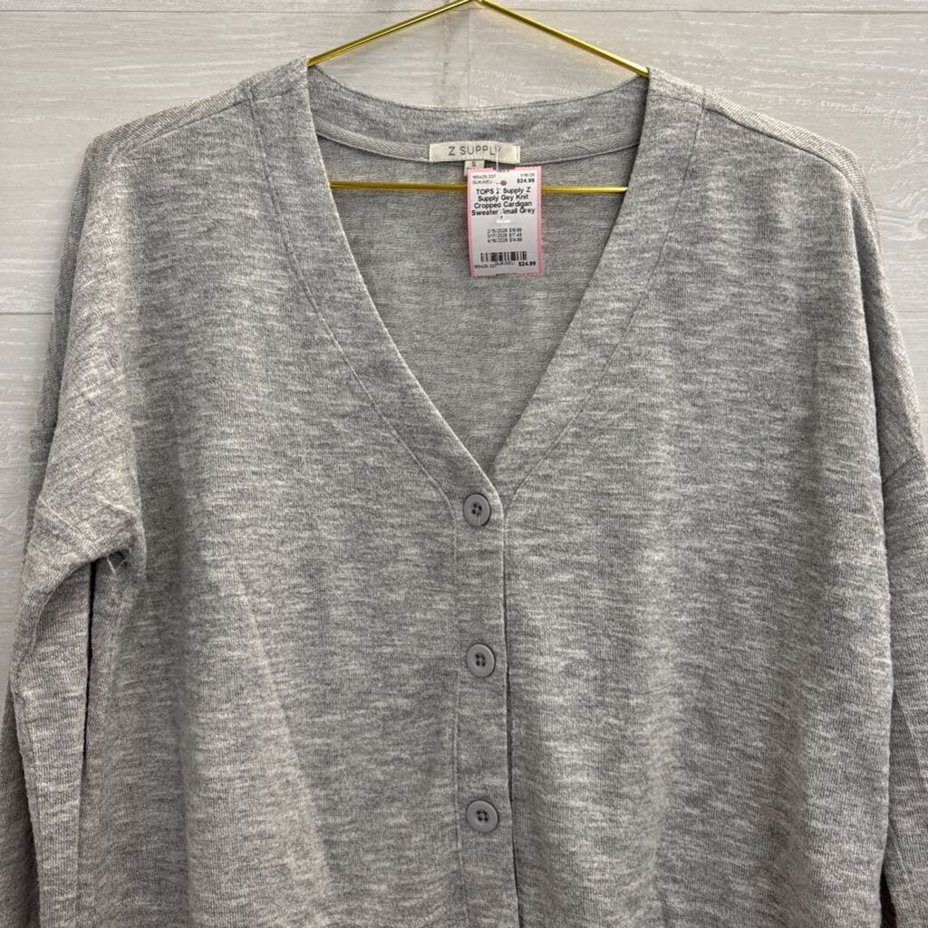Z Supply Gey Knit Cropped Cardigan Sweater Small